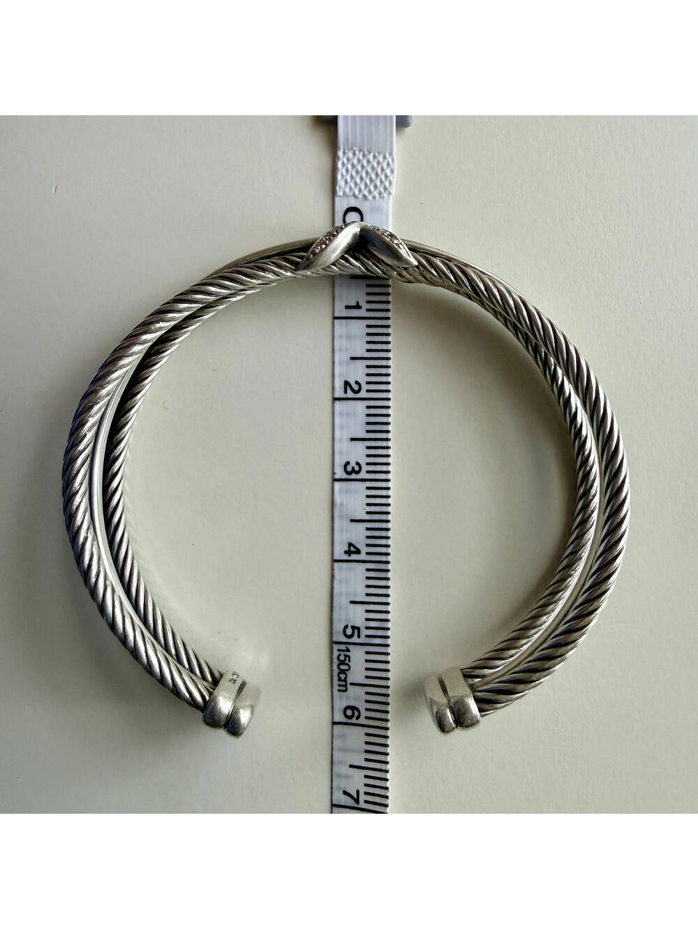 DAVID YURMAN BRACELET SET Cable Buckle 925/750 Gold + X Crossover Diamond Cuff - Picture 5 of 9